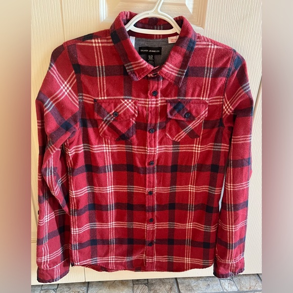 Silver Jeans Button Up Boys Youth Long Sleeve Shirt Extra Large 100% Cotton - Picture 1 of 4